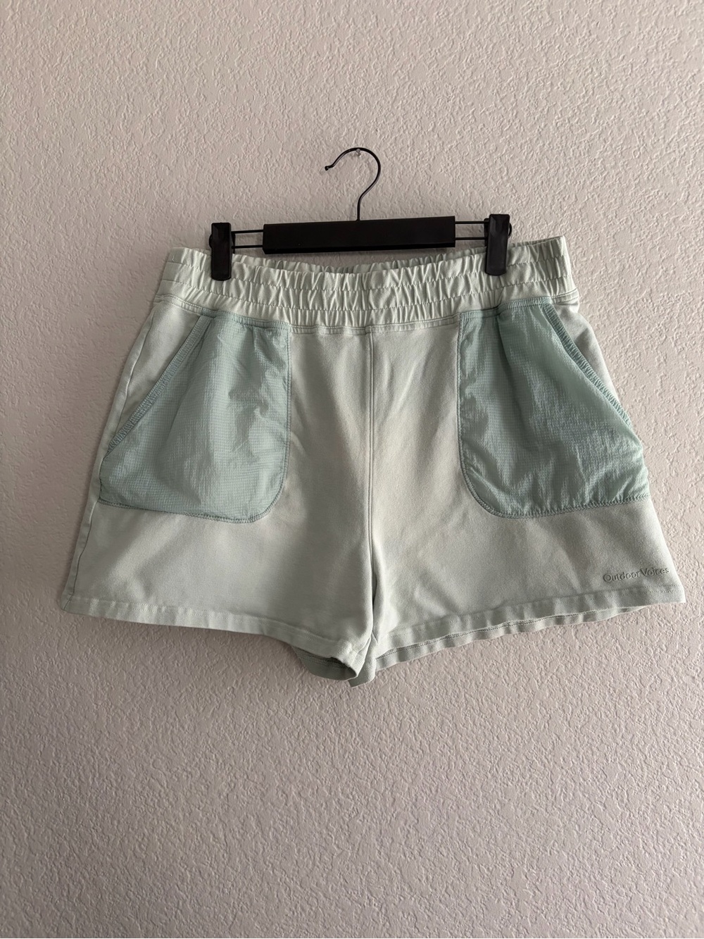 Outdoor Voices Pale Mint Athletic Shorts with Mesh Pockets